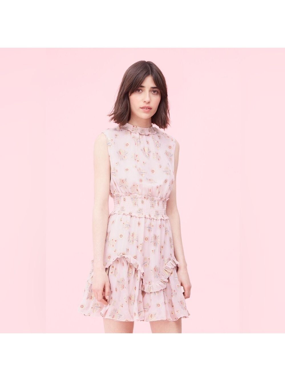 Rebecca Taylor Leander Floral Metallic Dress Size 12 NWT